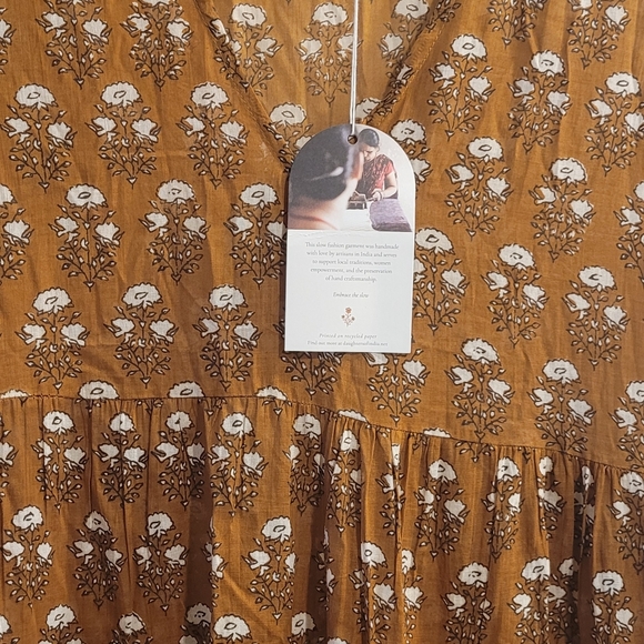 Daughters of India Chaaya Maxi Dress in Chai Cotton tiered vneck maxi dress - Picture 12 of 13